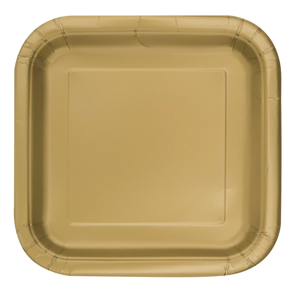 Gold Square 7in Dessert Plates 16ct