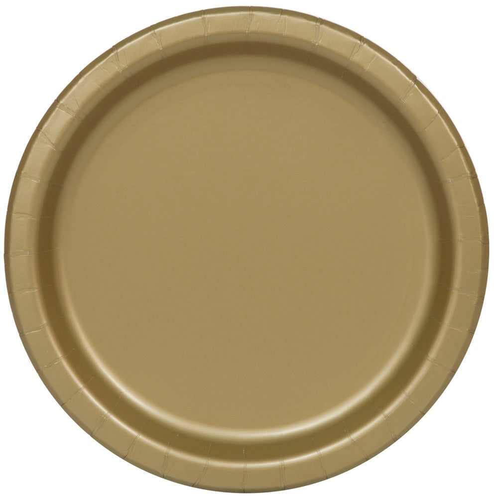 Gold Round 7in Dessert Plates 20ct