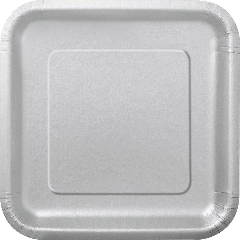 Silver Square 7in Dessert Plates 16ct
