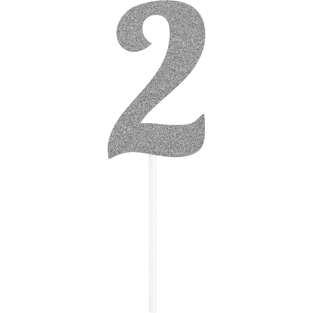 Silver Number Cake Topper 6in