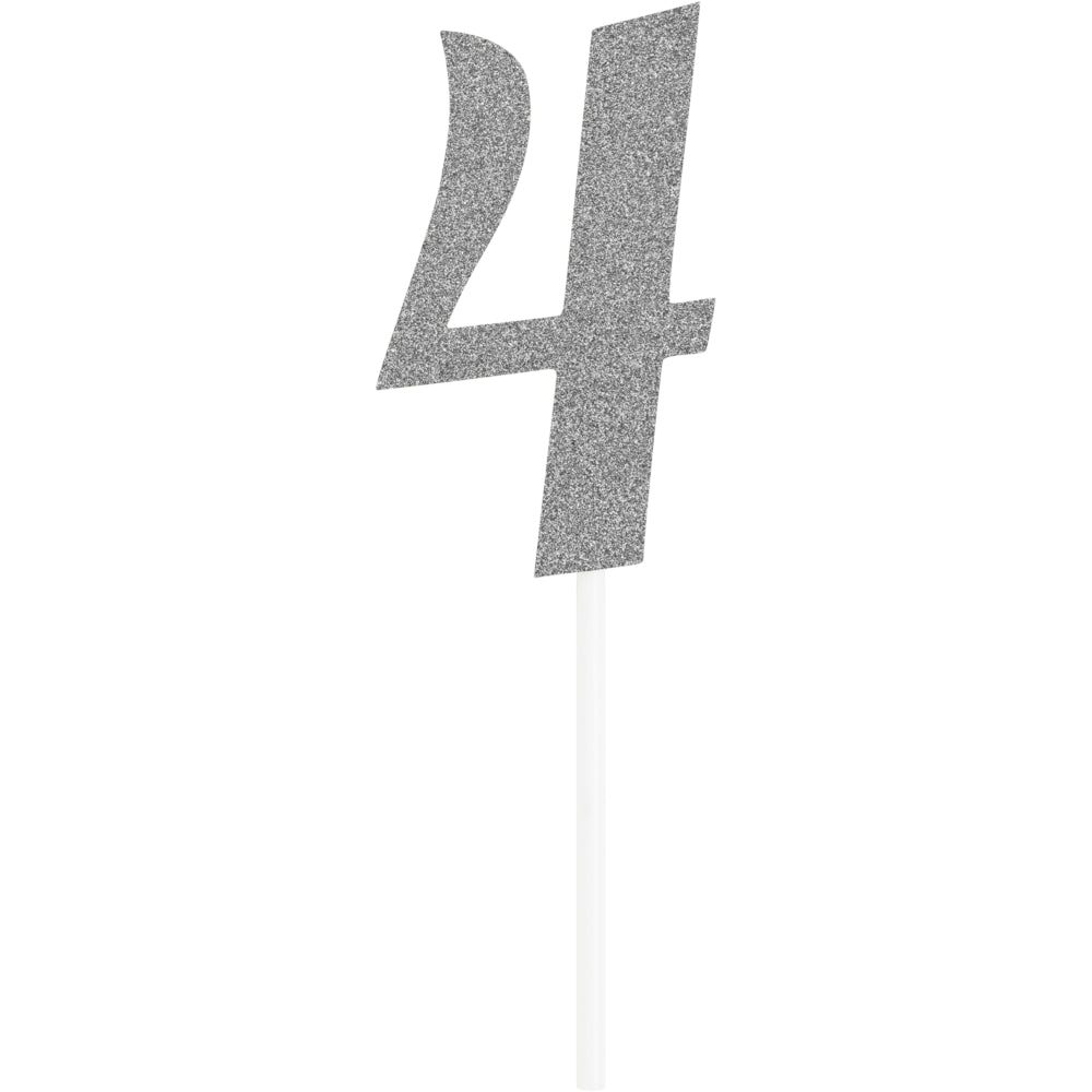 Silver Number Cake Topper 6in