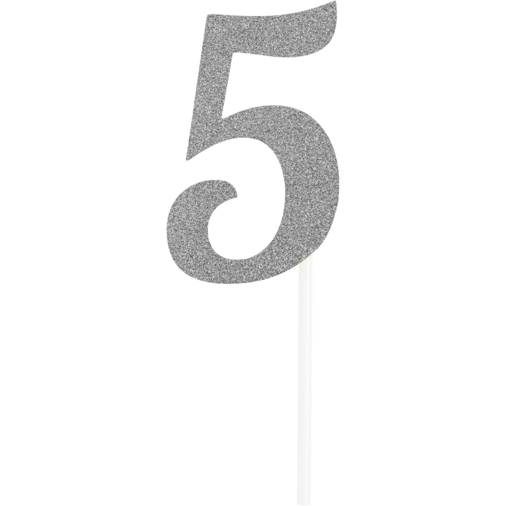 Silver Number Cake Topper 6in