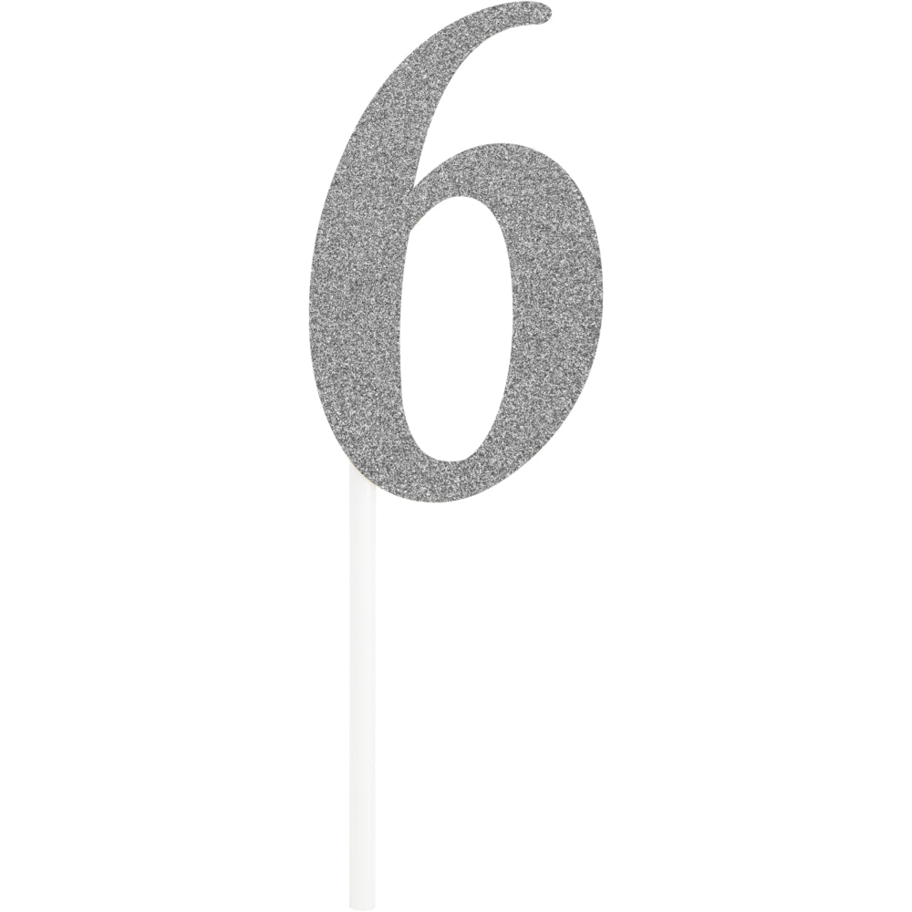 Silver Number Cake Topper 6in