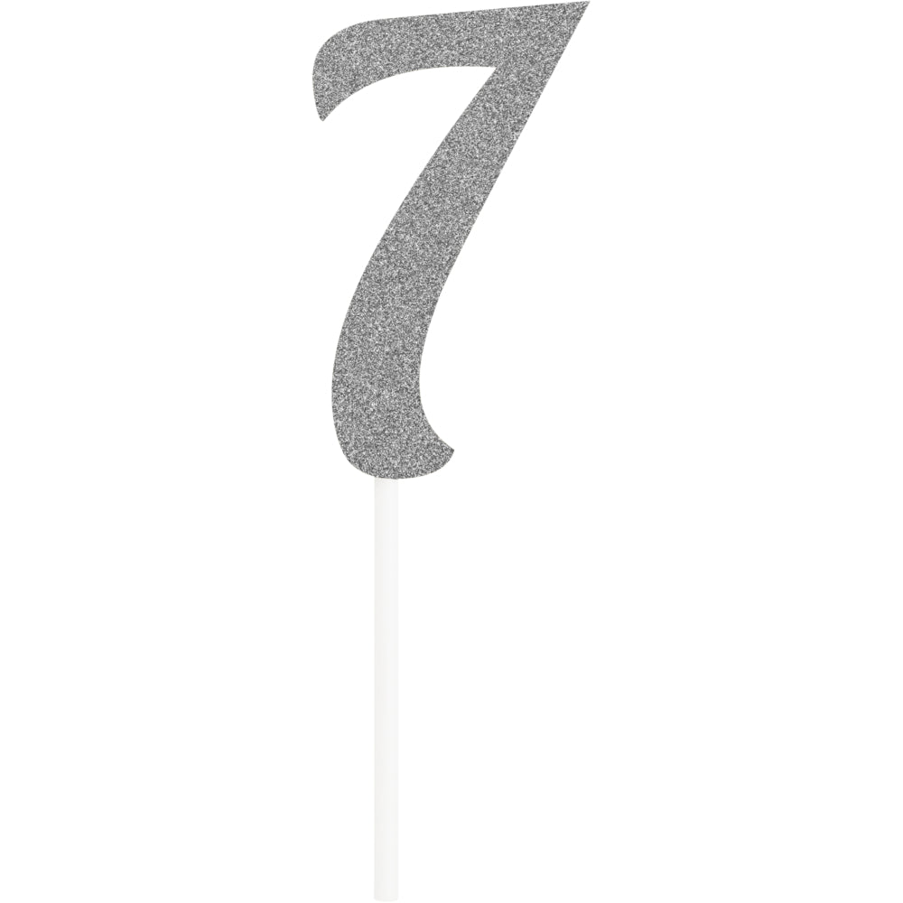 Silver Number Cake Topper 6in
