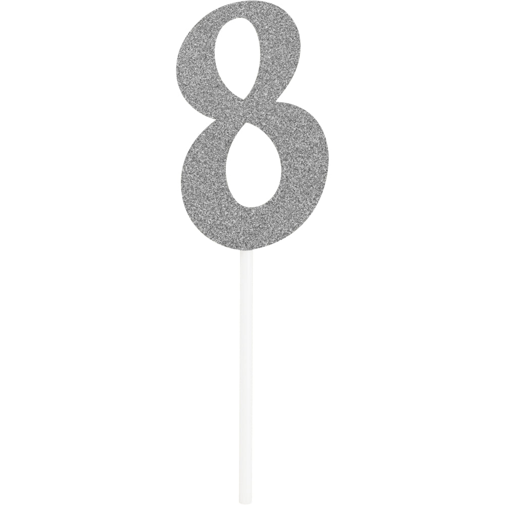 Silver Number Cake Topper 6in