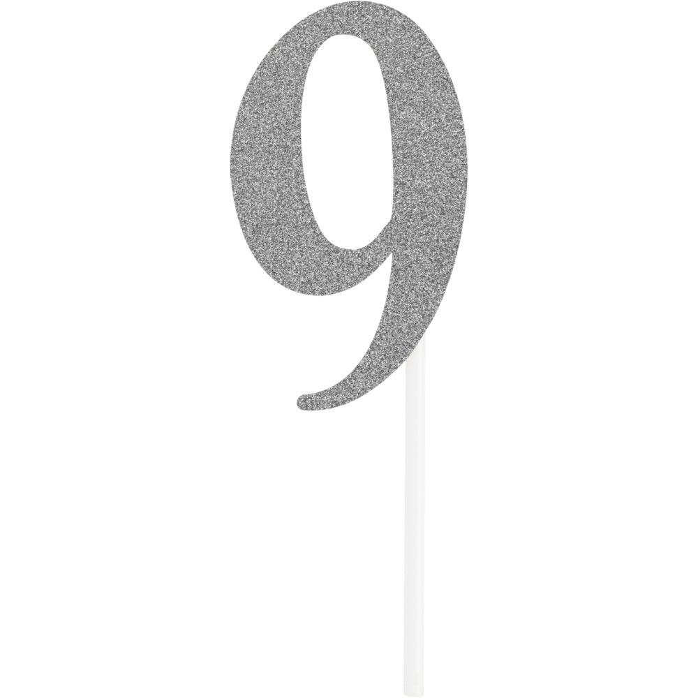 Silver Number Cake Topper 6in