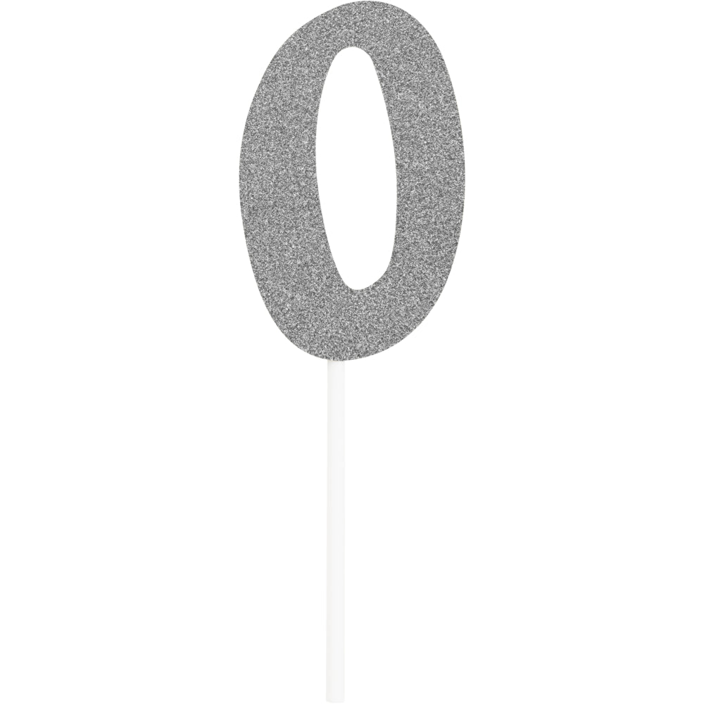 Silver Number Cake Topper 6in
