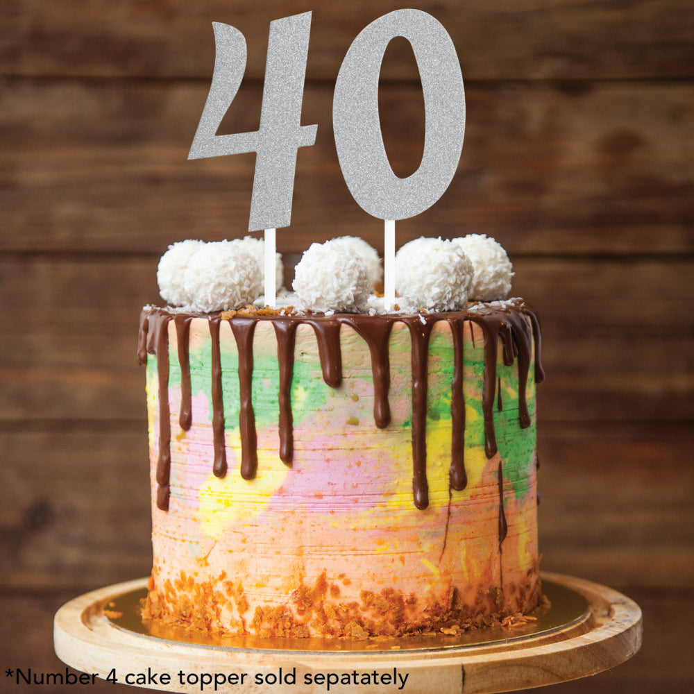 Silver Number Cake Topper 6in