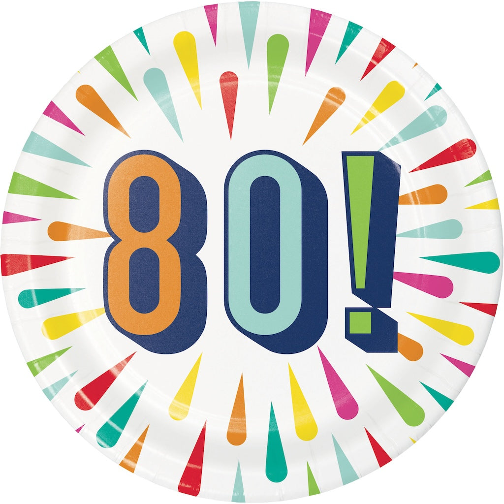 Birthday Burst 80 7in Plates 8ct