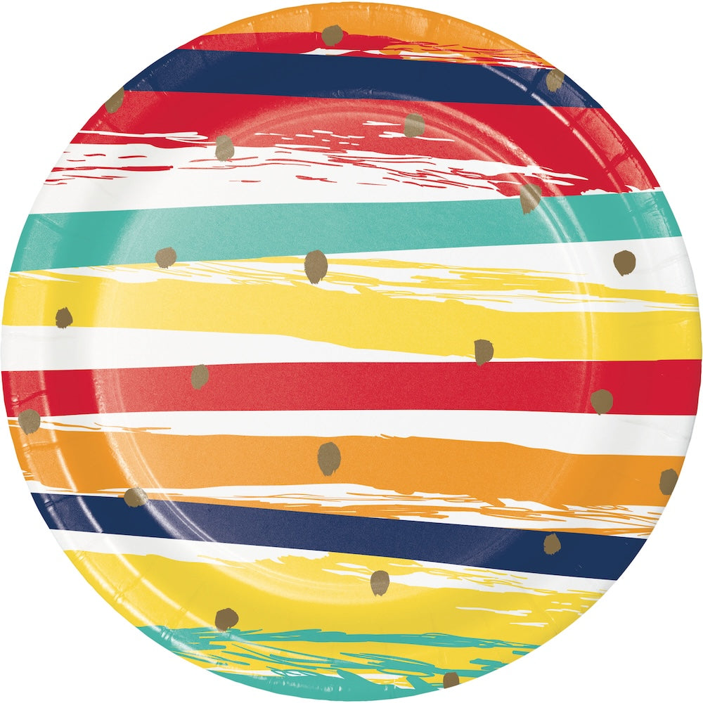 Birthday Stripes 7in Plates 8ct