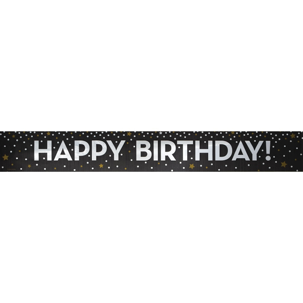 Gold Silver Happy Birthday Foil Banner