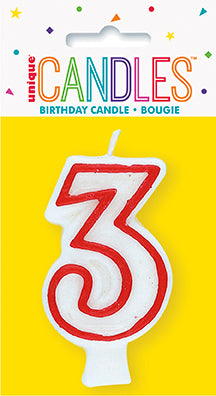 Red and White Deluxe Number Candle