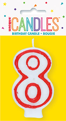 Red and White Deluxe Number Candle