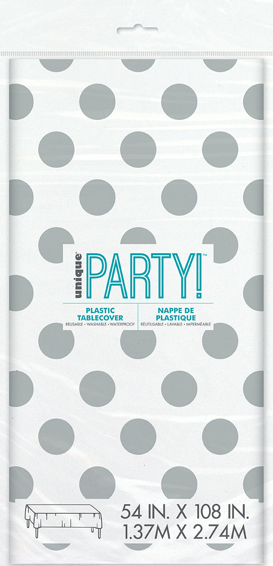 Polka Dots Rectangular Plastic Table Cover 54in x 108in