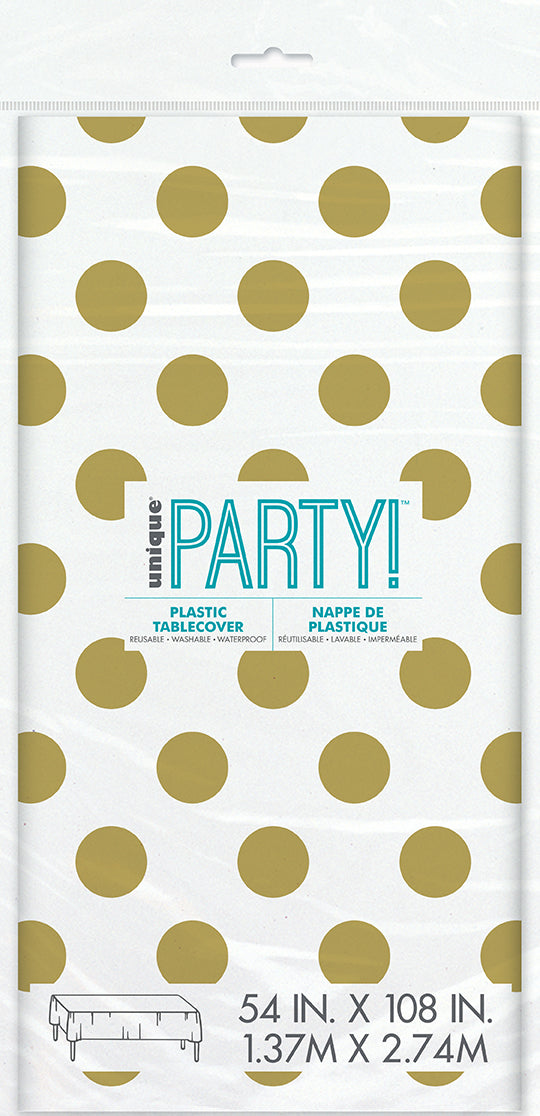 Polka Dots Rectangular Plastic Table Cover 54in x 108in