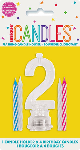 Number Light-Up Flashing Candle Holder with Birthday Candle