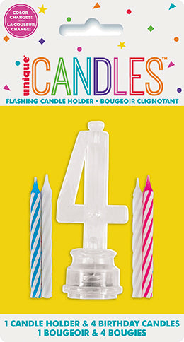 Number Light-Up Flashing Candle Holder with Birthday Candle