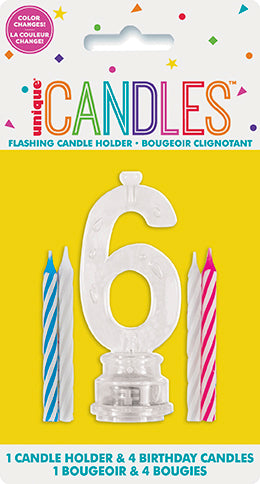 Number Light-Up Flashing Candle Holder with Birthday Candle