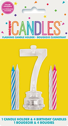 Number Light-Up Flashing Candle Holder with Birthday Candle