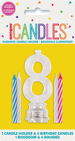 Number Light-Up Flashing Candle Holder with Birthday Candle