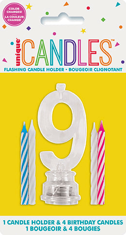 Number Light-Up Flashing Candle Holder with Birthday Candle