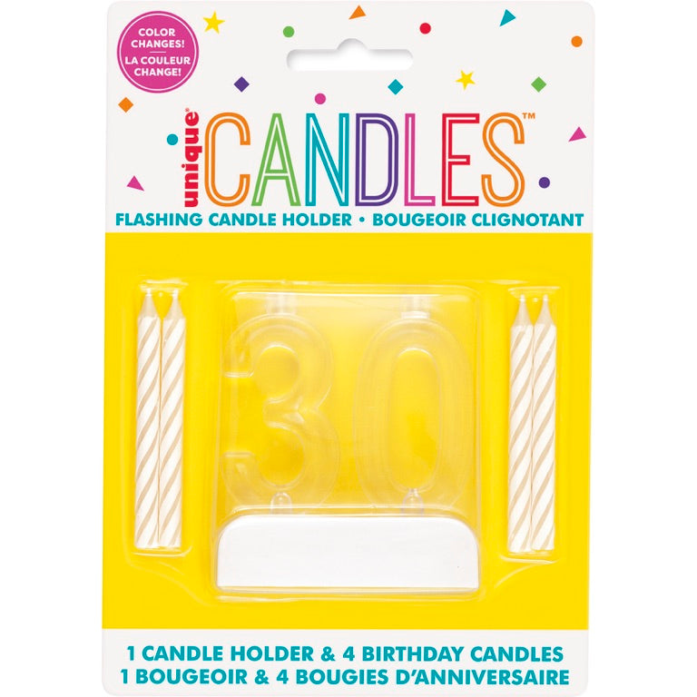 Number Light-Up Flashing Candle Holder with Birthday Candle