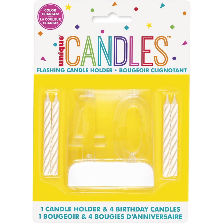 Number Light-Up Flashing Candle Holder with Birthday Candle