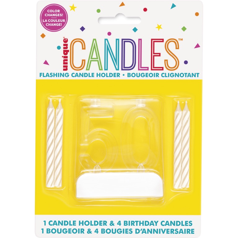 Number Light-Up Flashing Candle Holder with Birthday Candle