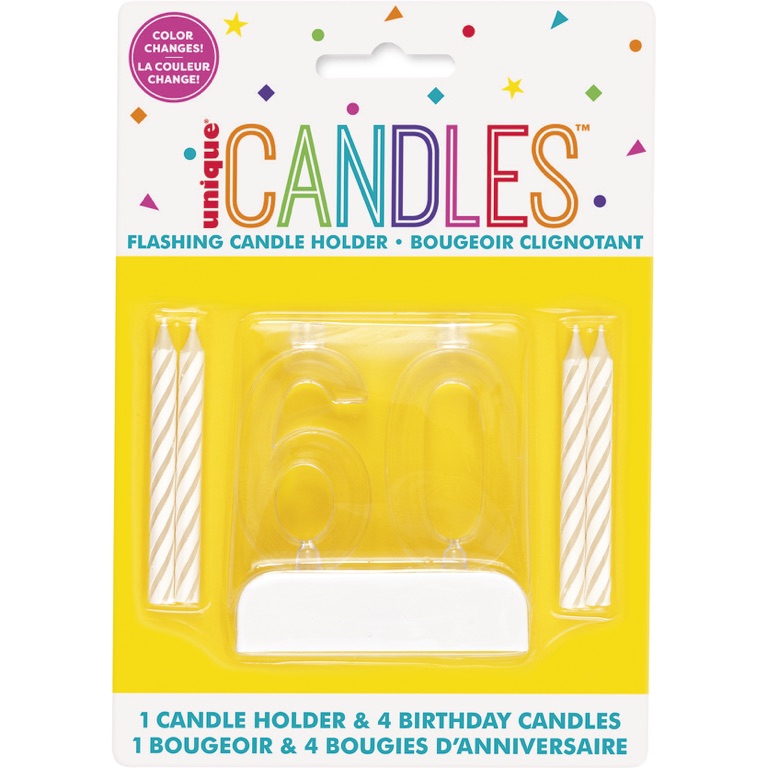 Number Light-Up Flashing Candle Holder with Birthday Candle