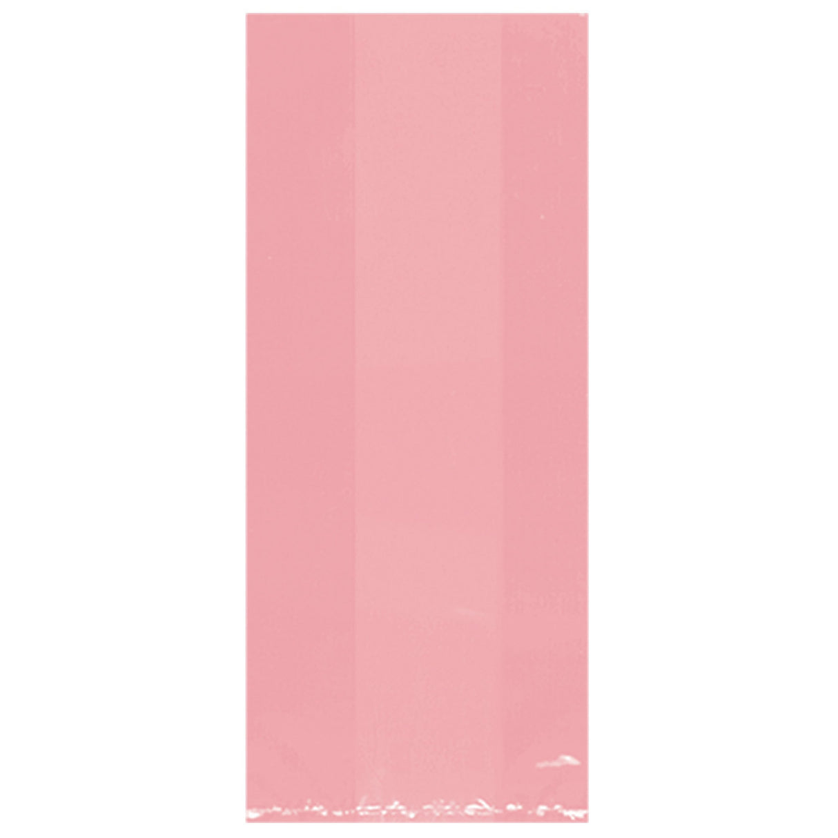 New Pink Small Cello Party Bags - 4in x 9.5in x 2in - 25ct