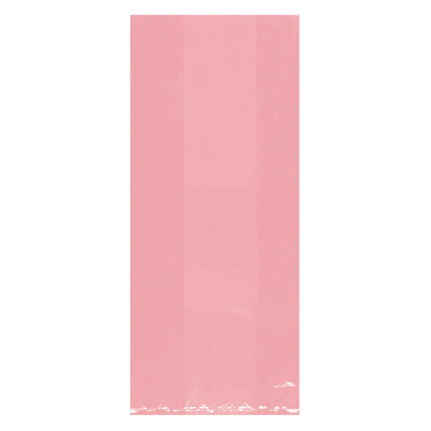 New Pink Large Cello Party Bags - 5in x 11.5in x 3in - 25ct