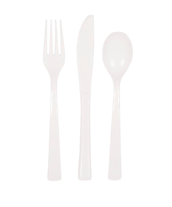 White Assorted Plastic Cutlery 18ct