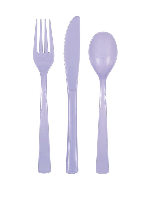 Lavender Assorted Plastic Cutlery 18ct
