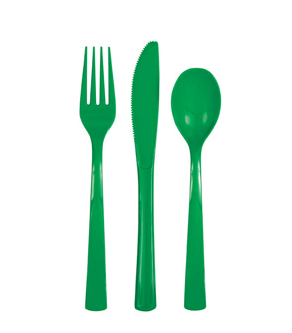 Green Assorted Plastic Cutlery 18ct