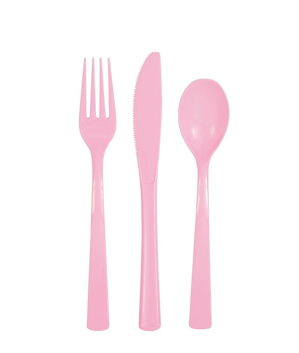 Light Pink Assorted Plastic Cutlery 18ct
