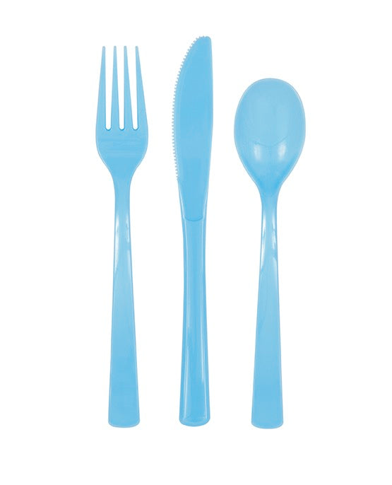 Powder Blue Assorted Plastic Cutlery 18ct