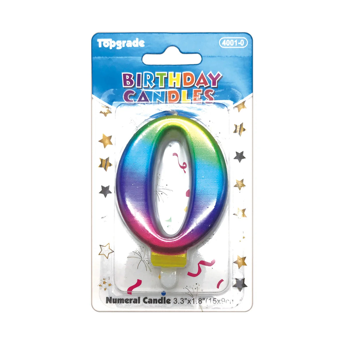 Birthday Rainbow Number Candle 3.3in