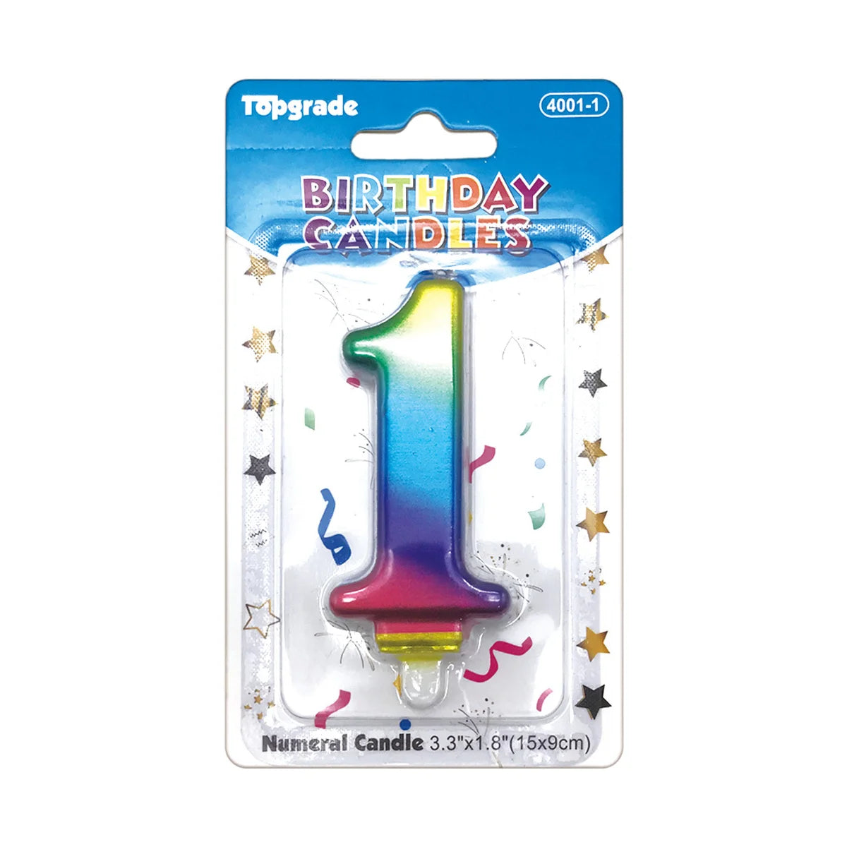Birthday Rainbow Number Candle 3.3in