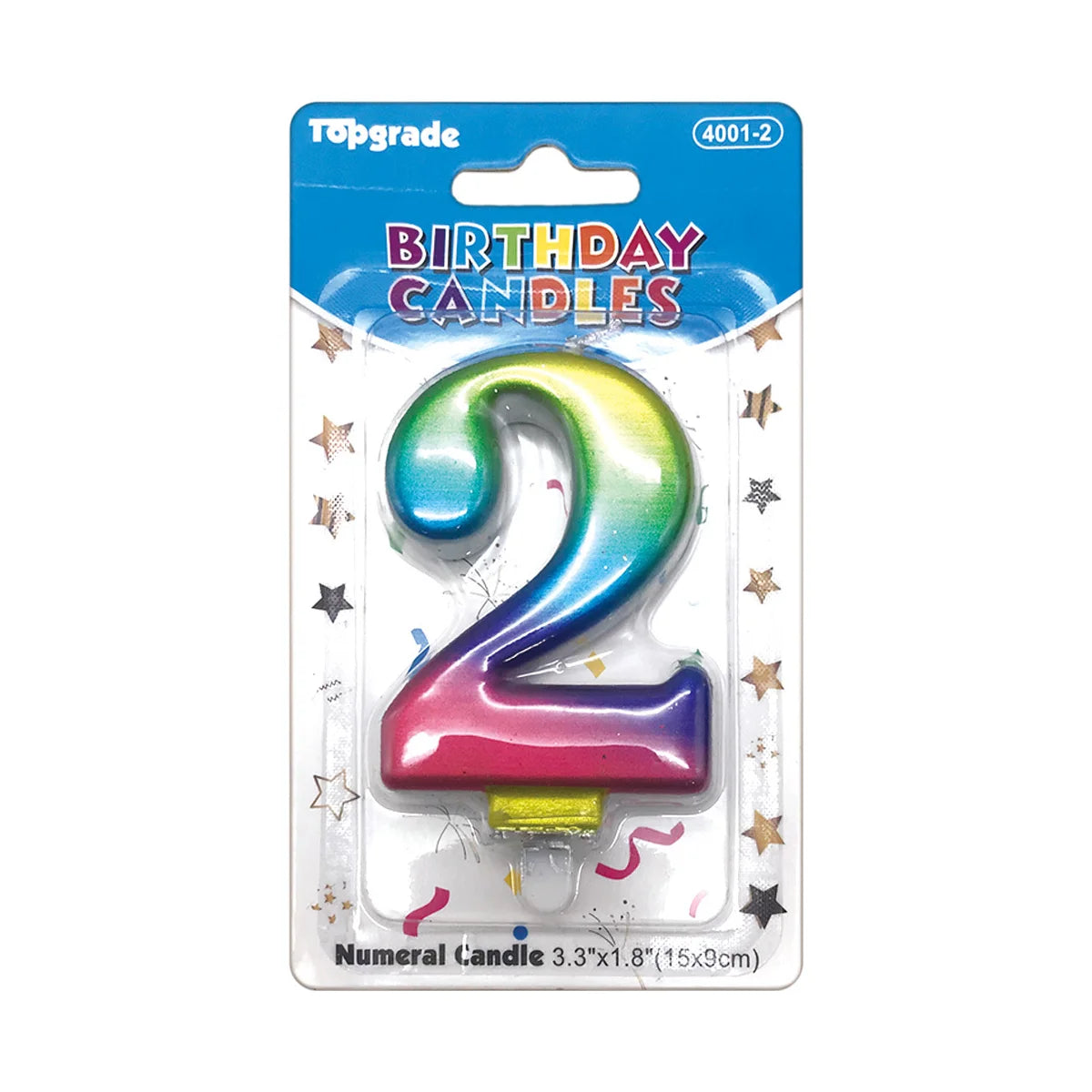 Birthday Rainbow Number Candle 3.3in