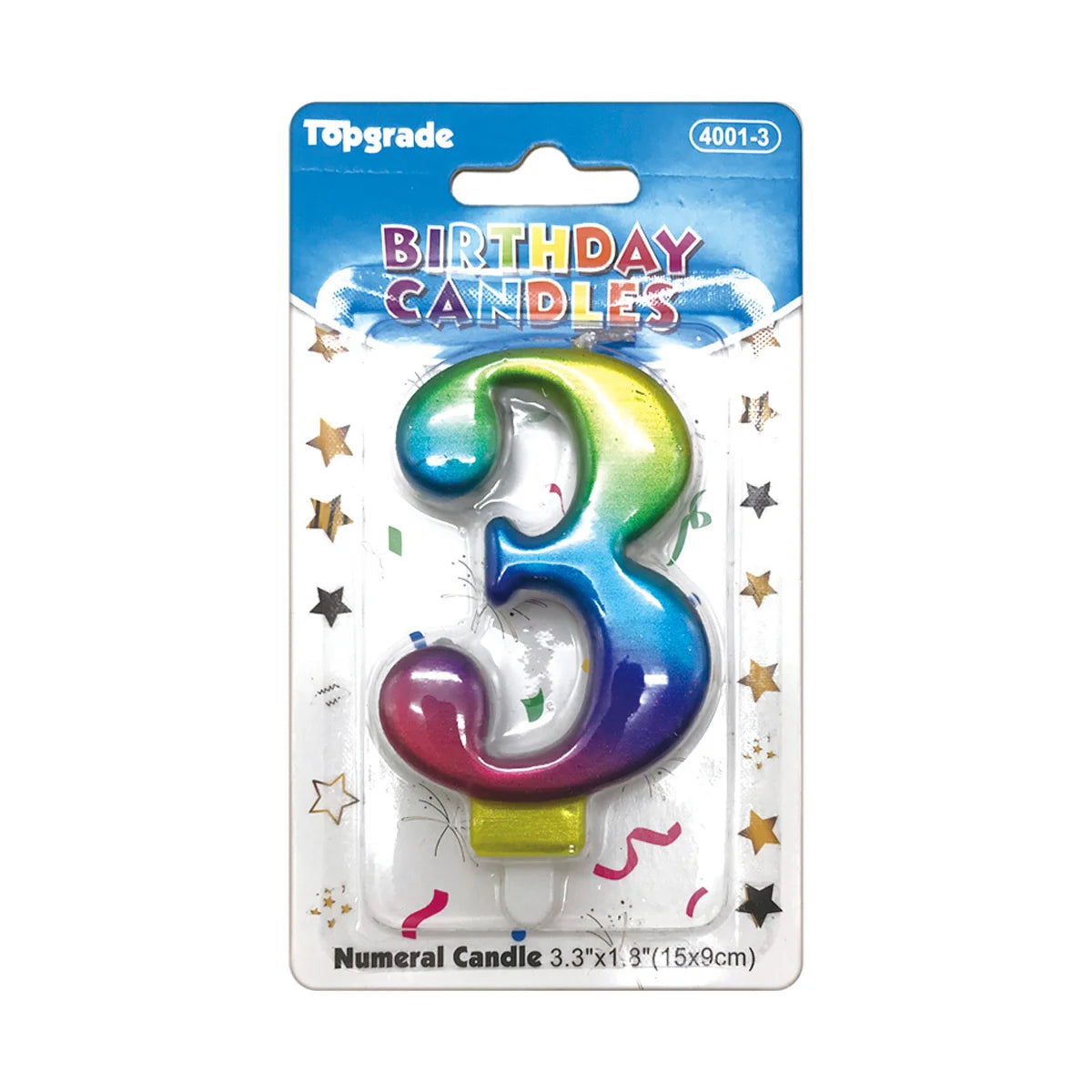 Birthday Rainbow Number Candle 3.3in