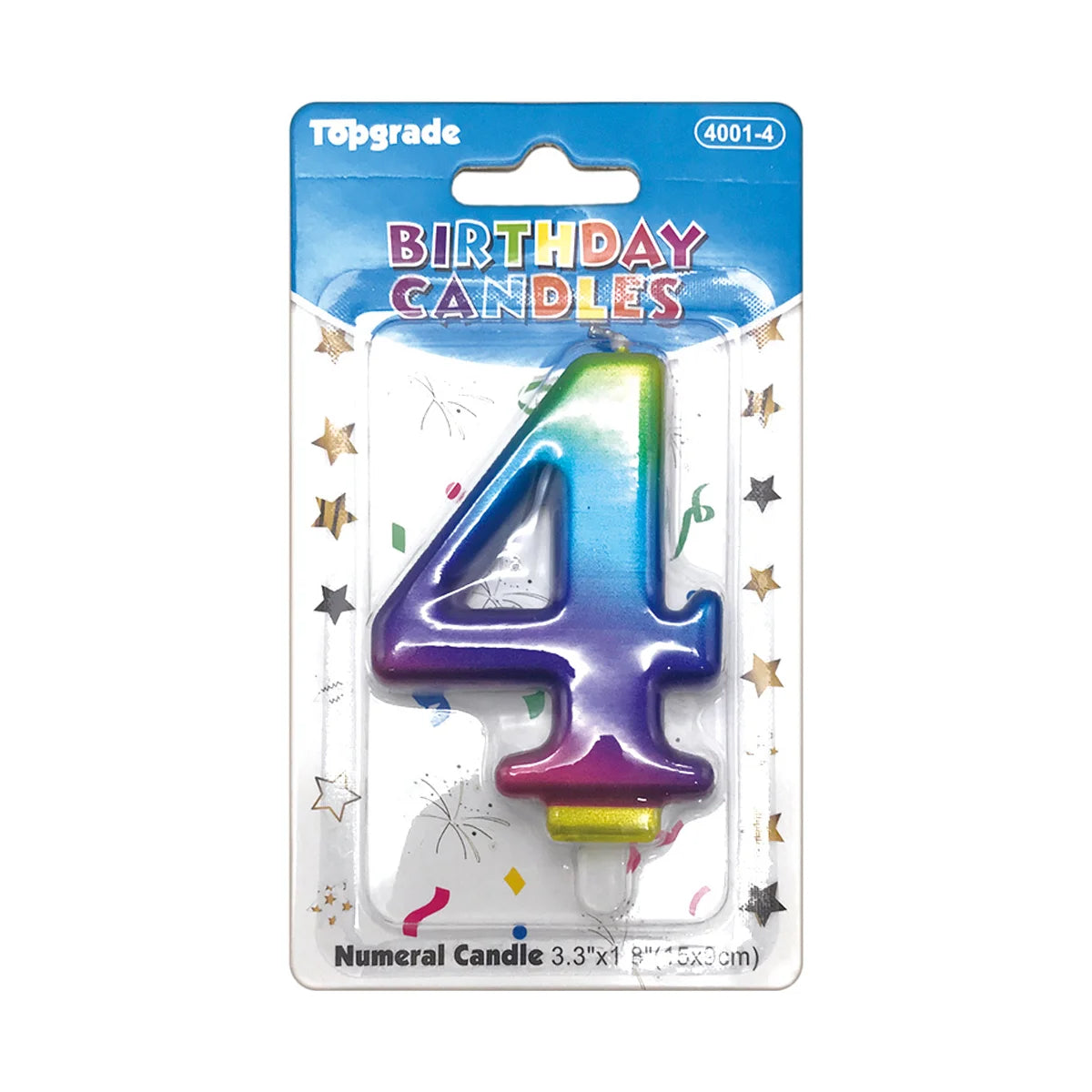 Birthday Rainbow Number Candle 3.3in