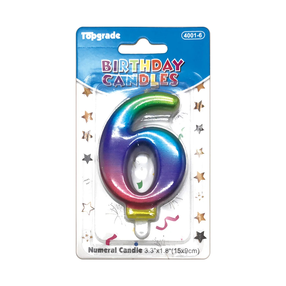 Birthday Rainbow Number Candle 3.3in