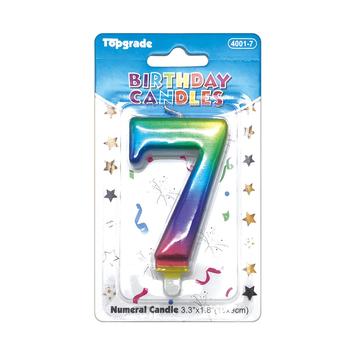 Birthday Rainbow Number Candle 3.3in