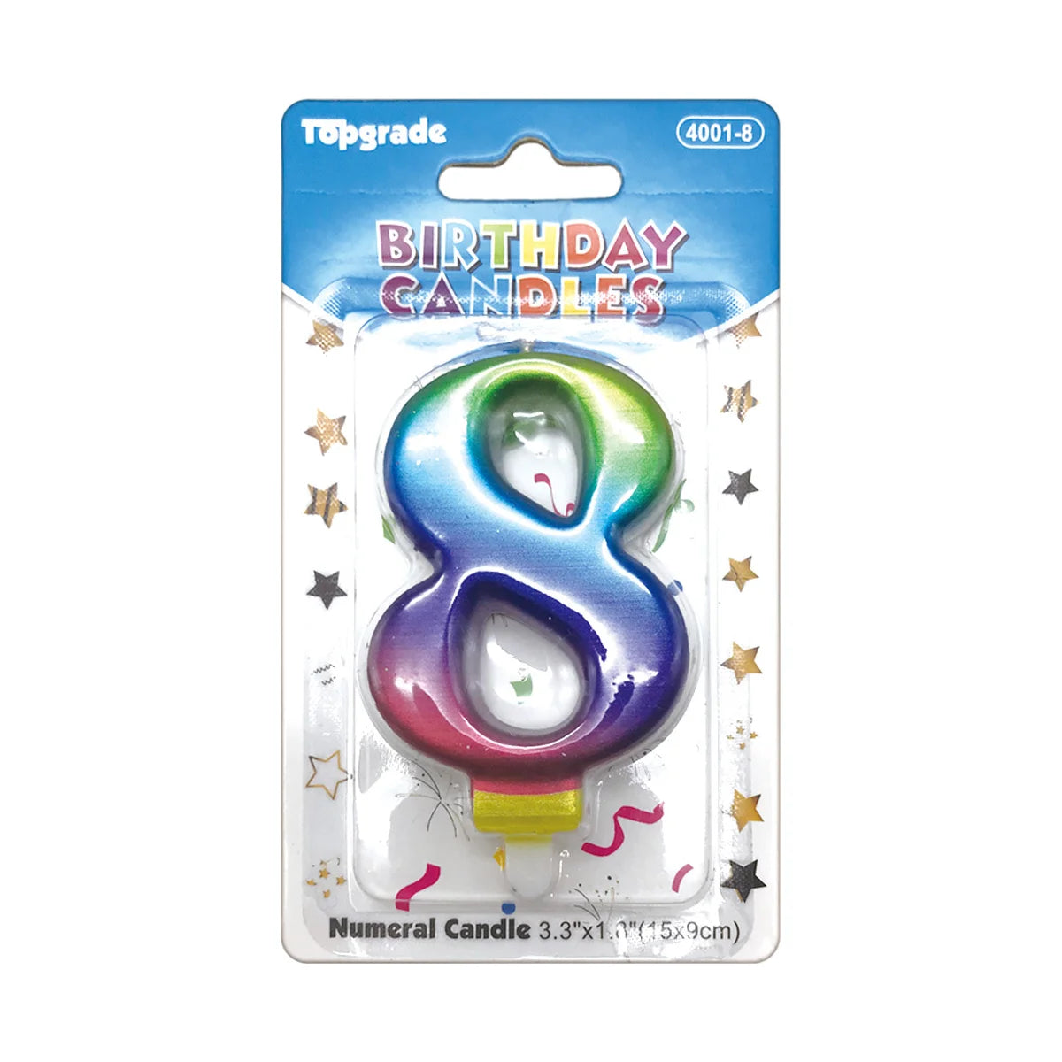 Birthday Rainbow Number Candle 3.3in