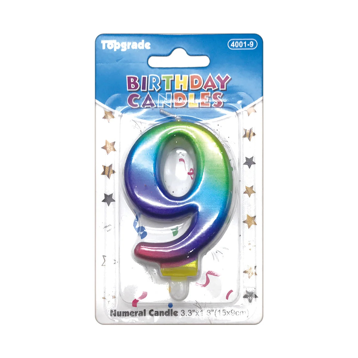 Birthday Rainbow Number Candle 3.3in
