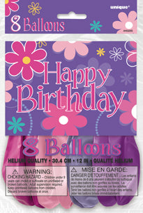 Birthday Blossoms 12in Latex Balloons 8ct