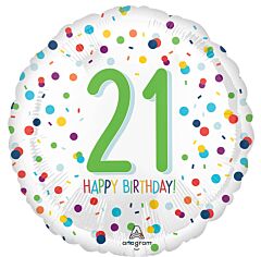 #356 Confetti Birthday 21 18in Printed Mylar