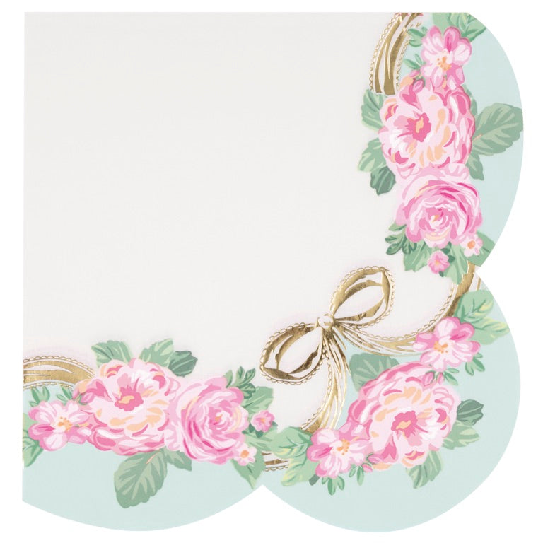 Golden Garden Party Scalloped Edge Dinner Napkins 16ct - Foil Stamping