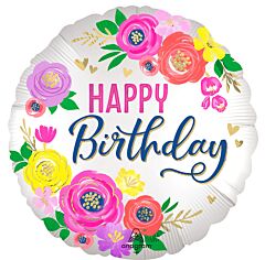 #293 Birthday Artful Floral 18in Printed Mylar