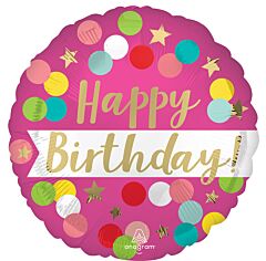 #314 Pink Birthday Sparkle 18in Printed Mylar